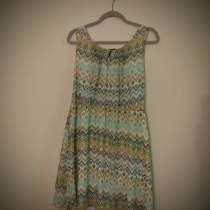 MULTI-COLOR MOSAIC STYLE SLEEVELESS DRESS (sz: 2X)